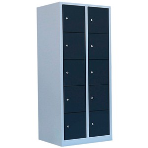 4061815519886 - Schließfachschrank 523528 Metall 2 Abteile mit 10 Fächern abschließbar 80x180cm (BxH) anthrazit 4061815519886 LÜLLMANN