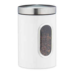 4052025922962 - Vorratsdose mit Deckel & Sichtfenster 14 l für Kaffee Mehl Pasta Aufbewahrungsdose Küche Metall weiß - Relaxdays 4052025922962 - Vorratsdose mit Deckel & Sichtfenster 14 l für Kaffee Mehl Pasta Aufbewahrungsdose Küche Metall weiß - Relaxdays