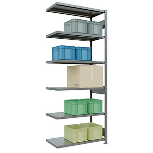 4004514283368 - Schulte Lagertechnik Fachbodenregal-Stecksystem MULTIplus 250 Anbauregal Längenriegel 2500x1000x500 mm 6 Böden verzinkt