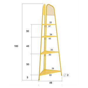 4260278799136 - Metall Balkon Eckregal Regal Standregal Ablage Aufbewahrung Eckschrank gelb