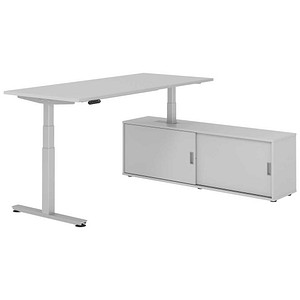 4032062329740 - Schreibtischkombination XDSM 19 höhenverstellbar 63-127cm (H) 160x80cm (BxT) rechteckig grau   silber 4032062329740 Hammerba