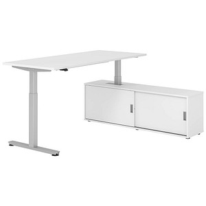4032062329429 - VXMST19SB elektrisch höhenverstellbarer Schreibtisch weiß rechteckig T-Fuß-Gestell silber 1800 x 800 cm