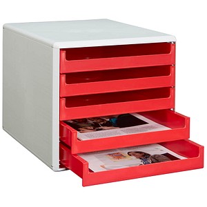 M&M Schubladenbox rot DIN A4 mit 5 Schubladen