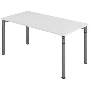 HAMMERBACHER Mirakel höhenverstellbarer Schreibtisch lichtgrau rechteckig, 4-Fuß-Gestell grau 160,0 x 80,0 cm