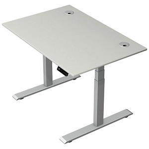 Kerkmann Move 2 Plus elektrisch höhenverstellbarer Schreibtisch lichtgrau rechteckig, T-Fuß-Gestell silber 120,0 x 80,0 cm