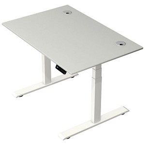 Kerkmann Move 2 Plus elektrisch höhenverstellbarer Schreibtisch lichtgrau rechteckig, T-Fuß-Gestell weiß 120,0 x 80,0 cm