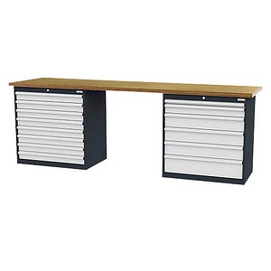 4057211002954 - Werkbank C-Line anthrazit RAL 7016 lichtgrau RAL 7035 14 Schubladen 2500 x 600 x 960 cm