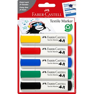 4005401595205 - FABER-CASTELL Textilmarker Standard 5er Textilmarker gelb rot blau grün schwarz 10 - 50 mm 4005401595205 - FABER-CASTELL Textilmarker Standard 5er Textilmarker gelb rot blau grün schwarz 10 - 50 mm