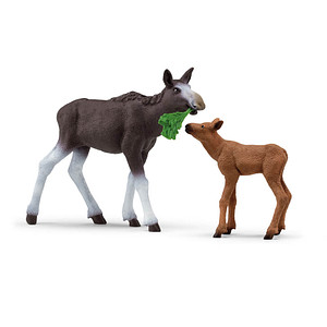 Image of Schleich® Wild Life 42603 Elchkuh mit Kalb Spielfiguren-Set