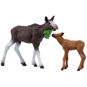 Image of Schleich® Wild Life 42603 Elchkuh mit Kalb Spielfiguren-Set