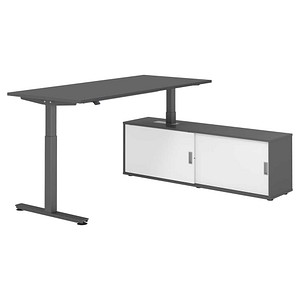 4032062334812 - Schreibtischkombination höhenverstellbar 71-120cm (H) 160x80cm (BxT) rechteckig graphit   graphit 4032062334812 Hammerbacher