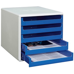 M&M Schubladenbox blau DIN A4 mit 5 Schubladen