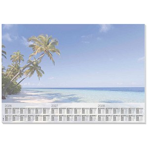 4004360767135 - SIGEL Schreibtischunterlage Beach 2026 2027 208 blau Papier 595 x 410 cm 30 Blatt