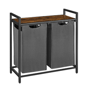 0194343034836 - Wäschebehälter mit 2 Fächern 46L - Grau - Calicosy