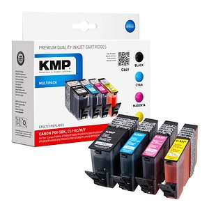 4 KMP C66V schwarz, cyan, magenta, gelb Tintenpatronen ersetzen Canon PGI-5 BK, CLI-8 C/M/Y