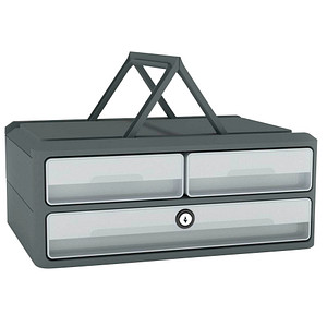 3462159014753 - Schubladenbox MoovUp mit Schloss  lichtgrau DIN A4 quer DIN A5 quer mit 3 Schubladen 3462159014753 cep