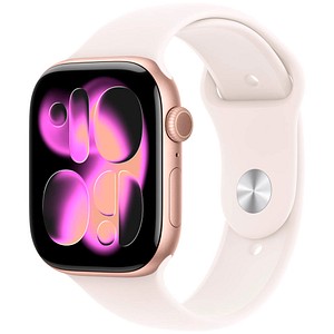 0195950632088 - Apple Watch Series 11 GPS 46mm Rose Gold Aluminium Case mit Blassrosa Sport Band - S M
