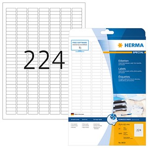 5.600 HERMA Etiketten 8830 weiß 25,4 x 8,5 mm