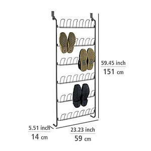 4008838358368 - Türregal für Schuhe Schwarz für 18 Paar Schwarz pulverbeschichtetes Metall schwarz Kunststoff pvc pu und sonstige grau - schwarz - Wenko