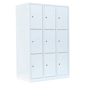 4061815519206 - Schließfachschrank 523337 Metall 3 Abteile mit 9 Fächern abschließbar 1185x180cm (BxH) weiß 4061815519206 LÜLLMANN