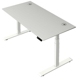 Kerkmann Move 2 Plus elektrisch höhenverstellbarer Schreibtisch lichtgrau rechteckig, T-Fuß-Gestell weiß 160,0 x 80,0 cm