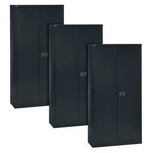 AKTION: 3 BISLEY Metallschränke Universal E782A04633P3 schwarz 91,4 x 40,0 x 195,0 cm, aufgebaut