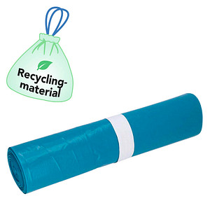 4001553712965 - DEISS BLAUER ENGEL Abfallsack 140 L blau mit Seitenfalte T100 Seitenfaltensack aus Recycling-LDPE für Restmüll (B+B x L) 600+260 x 1100 mm 1 Rolle = 25 Stück