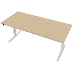 8029466045488 - Up&Up elektrisch höhenverstellbarer Schreibtisch eiche rechteckig C-Fuß-Gestell weiß 1800 x 800 cm