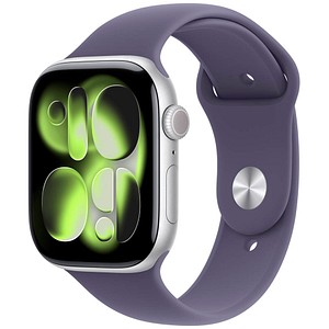 0195950632286 - Apple Watch Series 11 GPS 46mm Silber Aluminium Case mit Nebelviolett Sport Band - M L