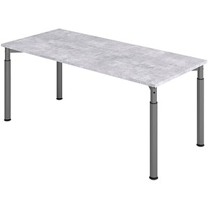 HAMMERBACHER YS19 höhenverstellbarer Schreibtisch beton rechteckig, 4-Fuß-Gestell grau 180,0 x 80,0 cm