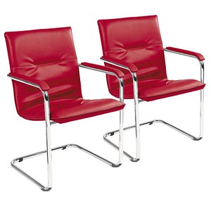 4045513003724 - Besucherstuhl Rumba rot   chrom mit Armlehnen Freischwinger 4045513003724 2 Stück