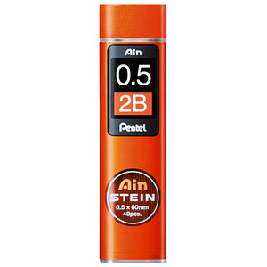 Pentel Ain Stein C275 Feinminen-Bleistiftminen schwarz 2B 0,5 mm, 40 St.