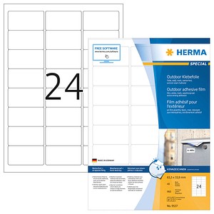 960 HERMA Folien-Kraftklebe-Etiketten 9537 weiß 63,5 x 33,9 mm