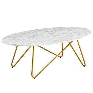 4250950298514 - WOHNLING Couchtisch Holz weiß marmor 1200 x 600 x 400 cm