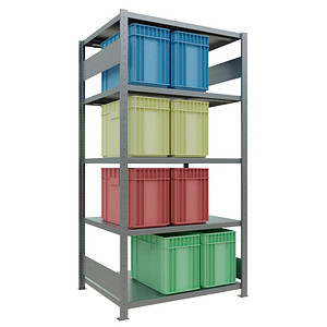 4004514284044 - Schulte Lagertechnik Fachbodenregal-Stecksystem MULTIplus 250 Grundregal Längenriegel 2000x1000x800 mm 5 Böden verzinkt