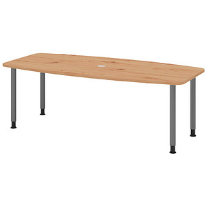 4032062316597 - HAMMERBACHER Konferenztisch KT22C asteiche Tonnenform Rundrohr grau 2200 x 830 1030 x 720 - 740 cm