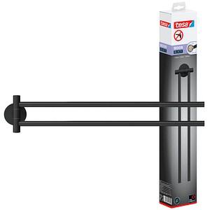 tesa Moon Black two-armed towel holder self-adhesive