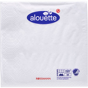 alouette Servietten weiß 3-lagig 12,5 x 12,5 cm 20 St.