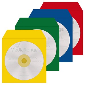 MediaRange 1er CD-/DVD-Hüllen Papier farbsortiert, 100 St.