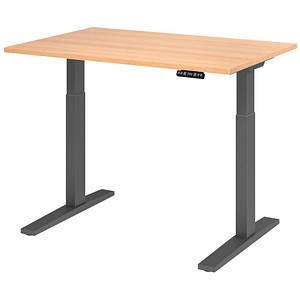 HAMMERBACHER XMKA12 elektrisch höhenverstellbarer Schreibtisch eiche rechteckig, C-Fuß-Gestell grau 120,0 x 80,0 cm