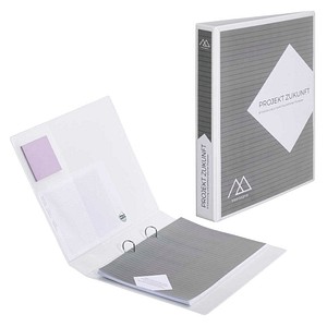 3130630549468 - Präsentationsringbuch Kreacover 54946E A4+ 2 Ringe 25mm Ring-Ø Karton PP-kaschiert 2 Außentaschen 2 Innentaschen weiß 31306