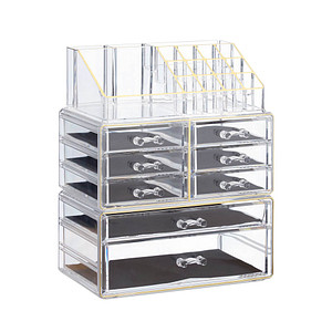 relaxdays Make-Up-Organizer transparent/gold