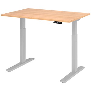 HAMMERBACHER XMKA12 elektrisch höhenverstellbarer Schreibtisch eiche rechteckig, C-Fuß-Gestell silber 120,0 x 80,0 cm