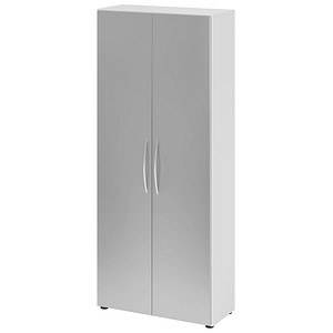 HAMMERBACHER Aktenschrank 4100, V4100/W/S/BM weiß, silber 4 Fachböden 80,0 x 34,6 x 188,0 cm