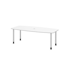 4032062315149 - HAMMERBACHER Konferenztisch KT22C weiß Tonnenform Rundrohr silber 2200 x 830 - 1030 x 720 - 740 cm