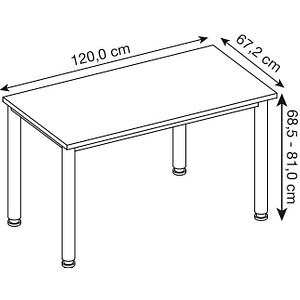 4032062323151 - Schreibtisch VHS manuell höhenverstellbar 81cm (H) 120x672cm (BxT) Graphit   graphit 4032062323151 Hammerbacher