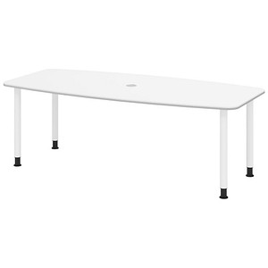 4032062316627 - HAMMERBACHER Konferenztisch KT22C weiß Tonnenform Rundrohr grau 2200 x 830 1030 x 720 - 740 cm