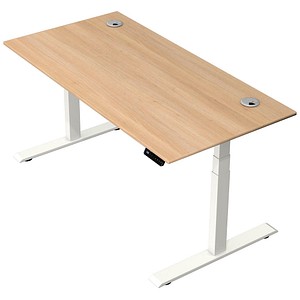 Kerkmann Move 2 Plus elektrisch höhenverstellbarer Schreibtisch eiche hell rechteckig, T-Fuß-Gestell weiß 160,0 x 80,0 cm