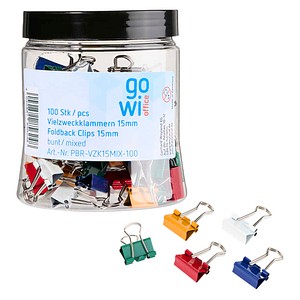 4040881856248 - 100 Foldbackklammern farbsortiert 15 cm