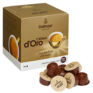 Dallmayr Crema d'Oro Kaffeekapseln Arabicabohnen kräftig 16 Portionen